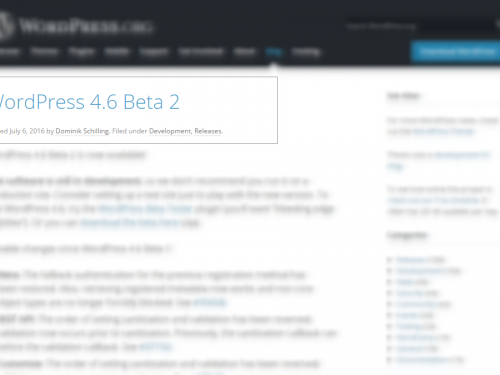 WordPress 4.6 Beta 2
