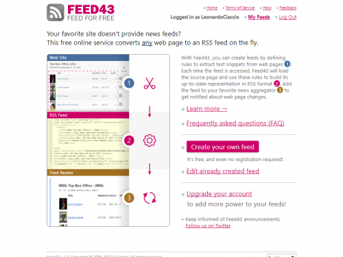 Feed43 : Convert any web page to news feed on the fly